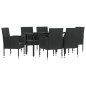vidaXL 7-tlg. Garten-Essgruppe Schwarz Poly Rattan und Stahl vidaXL 7-tlg. Garten-Essgruppe Schwarz Poly Rattan und Stahl