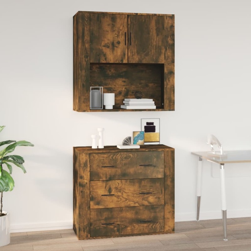 vidaXL Wandschrank Räuchereiche 80x33x80 cm Holzwerkstoff vidaXL Wandschrank Räuchereiche 80x33x80 cm Holzwerkstoff