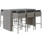 vidaXL 7-tlg. Gartenbar-Set mit Kissen Grau Poly Rattan vidaXL 7-tlg. Gartenbar-Set mit Kissen Grau Poly Rattan