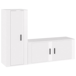 vidaXL 2-tlg. TV-Schrank-Set Hochglanz-Weiß Holzwerkstoff