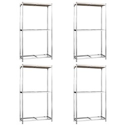 vidaXL Reifenregale mit 2 Böden 4 Stk. Silbern 110x40x180 cm Stahl