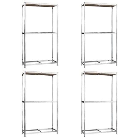 vidaXL Reifenregale mit 2 Böden 4 Stk. Silbern 110x40x180 cm Stahl