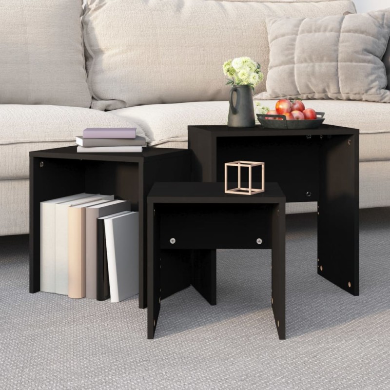 vidaXL Satztische 3-tlg. Schwarz Holzwerkstoff vidaXL Satztische 3-tlg. Schwarz Holzwerkstoff