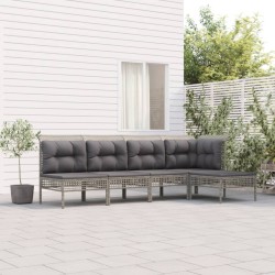 vidaXL 5-tlg. Garten-Lounge-Set mit Kissen Grau Poly Rattan