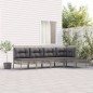 vidaXL 5-tlg. Garten-Lounge-Set mit Kissen Grau Poly Rattan vidaXL 5-tlg. Garten-Lounge-Set mit Kissen Grau Poly Rattan