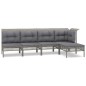 vidaXL 5-tlg. Garten-Lounge-Set mit Kissen Grau Poly Rattan vidaXL 5-tlg. Garten-Lounge-Set mit Kissen Grau Poly Rattan