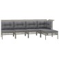 vidaXL 5-tlg. Garten-Lounge-Set mit Kissen Grau Poly Rattan vidaXL 5-tlg. Garten-Lounge-Set mit Kissen Grau Poly Rattan