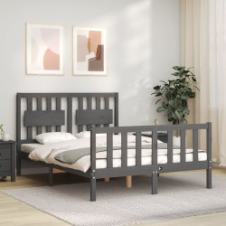 vidaXL Massivholzbett mit Kopfteil Grau 120x200 cm