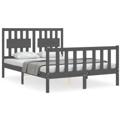 vidaXL Massivholzbett mit Kopfteil Grau 120x200 cm