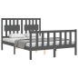 vidaXL Massivholzbett mit Kopfteil Grau 120x200 cm vidaXL Massivholzbett mit Kopfteil Grau 120x200 cm