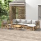 vidaXL 7-tlg. Garten-Lounge-Set mit Hellgrauen Kissen Bambus vidaXL 7-tlg. Garten-Lounge-Set mit Hellgrauen Kissen Bambus