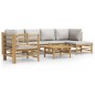 vidaXL 7-tlg. Garten-Lounge-Set mit Hellgrauen Kissen Bambus vidaXL 7-tlg. Garten-Lounge-Set mit Hellgrauen Kissen Bambus