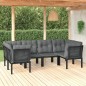 vidaXL 6-tlg. Garten-Lounge-Set Schwarz und Grau Poly Rattan vidaXL 6-tlg. Garten-Lounge-Set Schwarz und Grau Poly Rattan