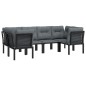 vidaXL 6-tlg. Garten-Lounge-Set Schwarz und Grau Poly Rattan vidaXL 6-tlg. Garten-Lounge-Set Schwarz und Grau Poly Rattan