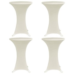 Stehtischhussen 4 Stk. Ø 60 cm Creme Stretch