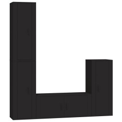 vidaXL 4-tlg. TV-Schrank-Set Schwarz Holzwerkstoff