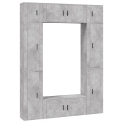 vidaXL 8-tlg. TV-Schrank-Set Betongrau Holzwerkstoff