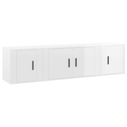 vidaXL 3-tlg. TV-Schrank-Set Hochglanz-Weiß Holzwerkstoff