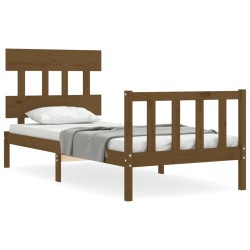 vidaXL Massivholzbett mit Kopfteil Honigbraun 90x200 cm