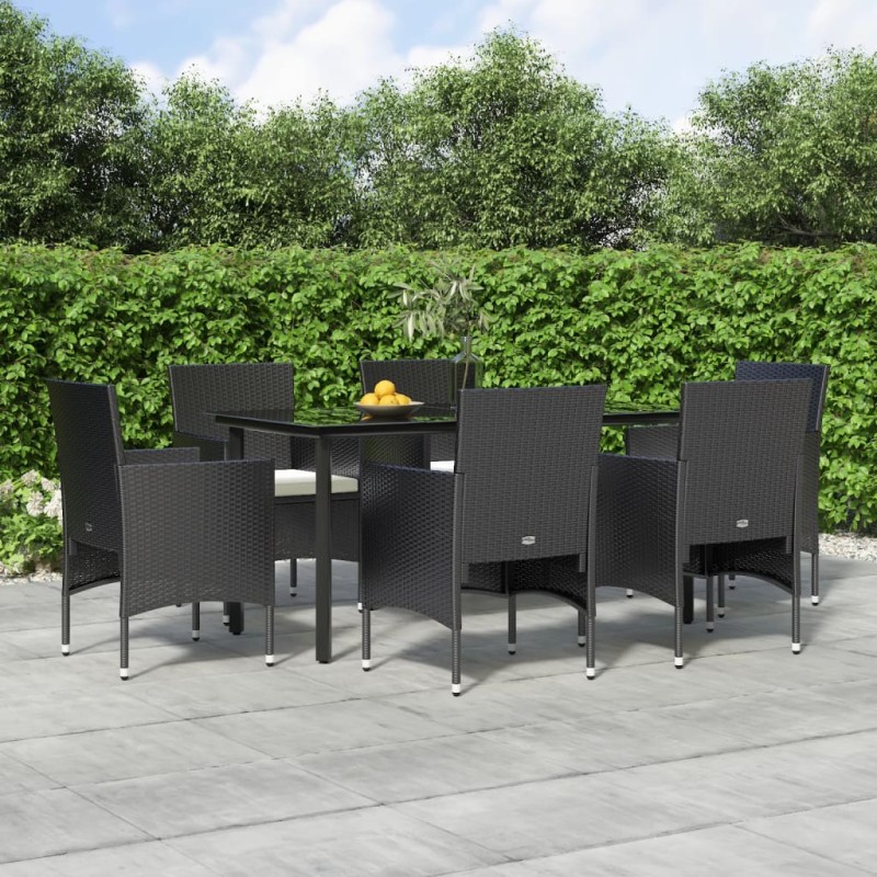 vidaXL 7-tlg. Garten-Essgruppe mit Kissen Schwarz vidaXL 7-tlg. Garten-Essgruppe mit Kissen Schwarz