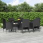 vidaXL 7-tlg. Garten-Essgruppe mit Kissen Schwarz vidaXL 7-tlg. Garten-Essgruppe mit Kissen Schwarz