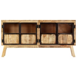 vidaXL Sideboard Braun und Schwarz 160×30×80 cm Raues Mango-Massivholz