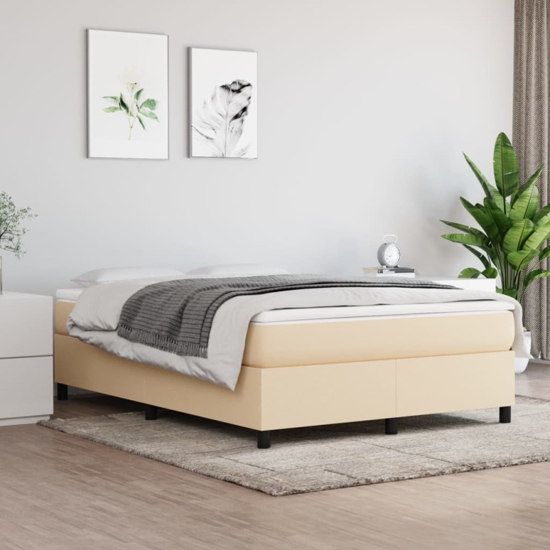 vidaXL Boxspringbett mit Matratze Creme 140x200 cm Stoff vidaXL Boxspringbett mit Matratze Creme 140x200 cm Stoff