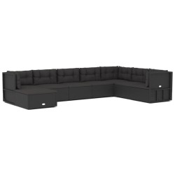vidaXL 8-tlg. Garten-Lounge-Set mit Kissen Schwarz Poly Rattan