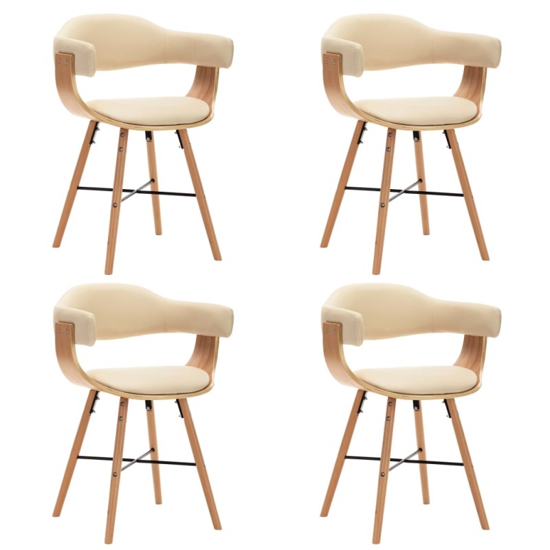 vidaXL Esszimmerstühle 4 Stk. Cremeweiß Kunstleder und Bugholz vidaXL Esszimmerstühle 4 Stk. Cremeweiß Kunstleder und Bugholz