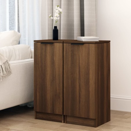 vidaXL Sideboards 2 Stk. Braun Eichen-Optik 30x30x70 cm Holzwerkstoff