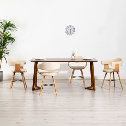 vidaXL Esszimmerstühle 4 Stk. Cremeweiß Kunstleder und Bugholz