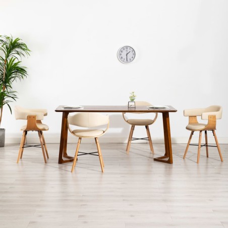 vidaXL Esszimmerstühle 4 Stk. Cremeweiß Kunstleder und Bugholz
