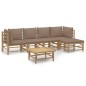 vidaXL 6-tlg. Garten-Lounge-Set mit Kissen Taupe Bambus vidaXL 6-tlg. Garten-Lounge-Set mit Kissen Taupe Bambus