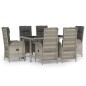 vidaXL 7-tlg. Garten-Essgruppe mit Kissen Grau Poly Rattan vidaXL 7-tlg. Garten-Essgruppe mit Kissen Grau Poly Rattan