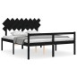 vidaXL Massivholzbett mit Kopfteil Schwarz 160x200 cm vidaXL Massivholzbett mit Kopfteil Schwarz 160x200 cm