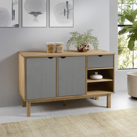 vidaXL Sideboard OTTA Braun&Grau 114x43x73,5 cm Massivholz Kiefer