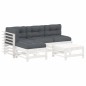 vidaXL 5-tlg. Garten-Lounge-Set mit Kissen Weiß Massivholz vidaXL 5-tlg. Garten-Lounge-Set mit Kissen Weiß Massivholz