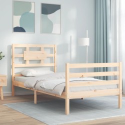 vidaXL Massivholzbett mit Kopfteil 100x200 cm