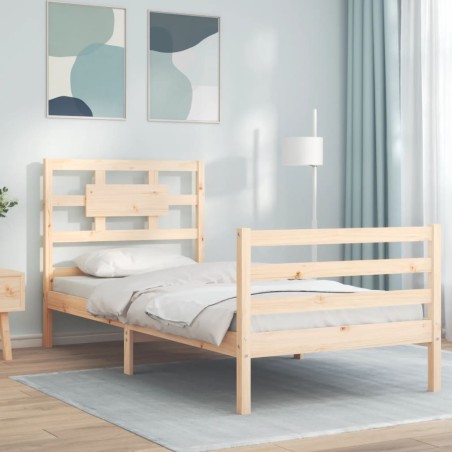 vidaXL Massivholzbett mit Kopfteil 100x200 cm