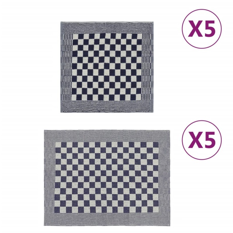 vidaXL 10-tlg. Handtuch-Set Blau und Weiß Baumwolle vidaXL 10-tlg. Handtuch-Set Blau und Weiß Baumwolle