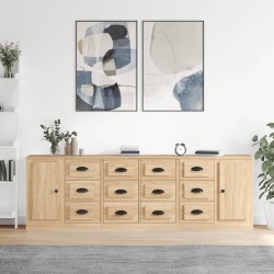 vidaXL Sideboards 3 Stk. Sonoma-Eiche Holzwerkstoff