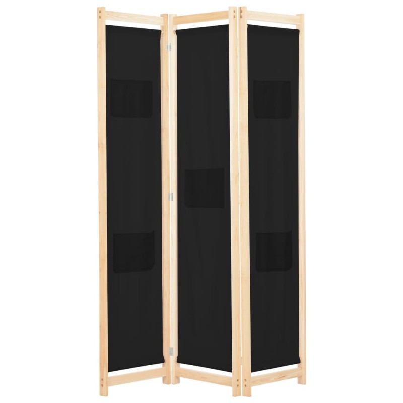 vidaXL 3-teiliger Raumteiler Schwarz 120 x 170 x 4 cm Stoff vidaXL 3-teiliger Raumteiler Schwarz 120 x 170 x 4 cm Stoff