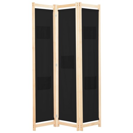 vidaXL 3-teiliger Raumteiler Schwarz 120 x 170 x 4 cm Stoff