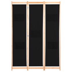 vidaXL 3-teiliger Raumteiler Schwarz 120 x 170 x 4 cm Stoff