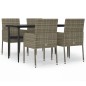 vidaXL 5-tlg. Garten-Essgruppe mit Kissen Schwarz und Grau Poly Rattan vidaXL 5-tlg. Garten-Essgruppe mit Kissen Schwarz und Grau Poly Rattan