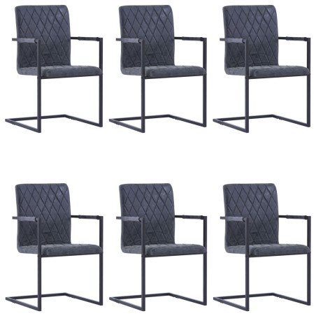 Freischwinger 6 Stk. Schwarz Kunstleder