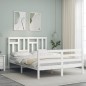 vidaXL Massivholzbett mit Kopfteil Weiß 140x190 cm vidaXL Massivholzbett mit Kopfteil Weiß 140x190 cm