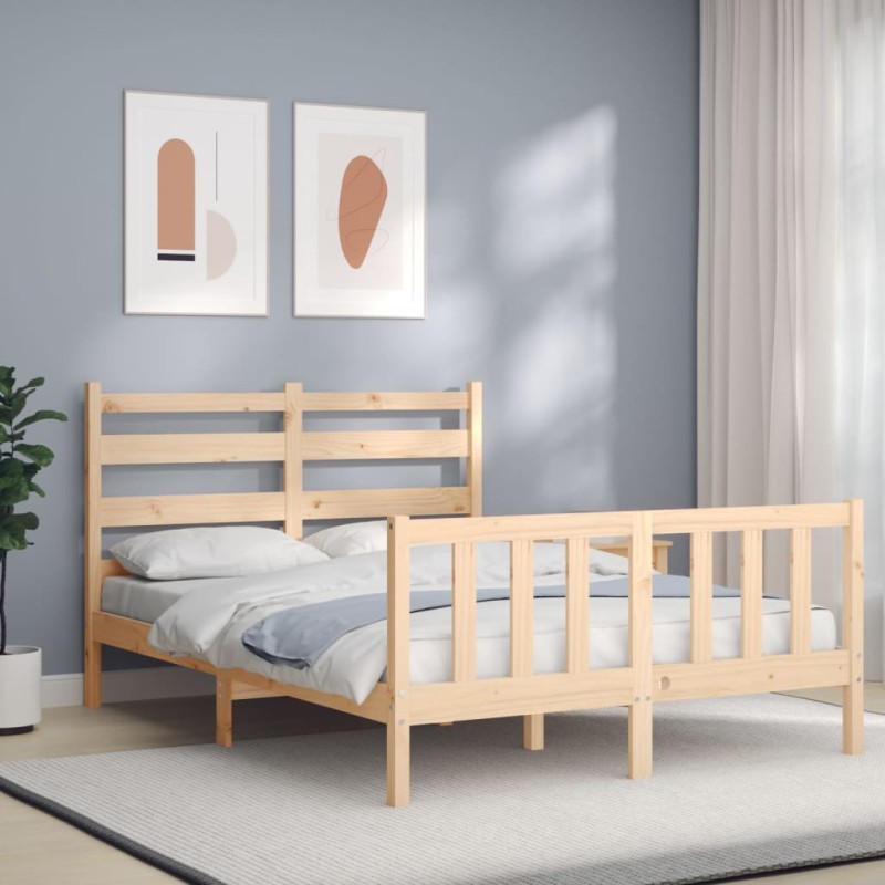 vidaXL Massivholzbett mit Kopfteil vidaXL Massivholzbett mit Kopfteil