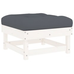 vidaXL Gartenhocker mit Kissen Weiß Massivholz Kiefer