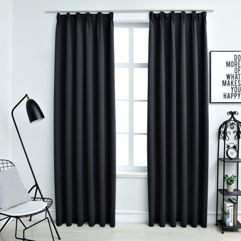vidaXL Verdunkelungsvorhänge mit Haken 2 Stk. Schwarz 140x245cm vidaXL Verdunkelungsvorhänge mit Haken 2 Stk. Schwarz 140x245cm
